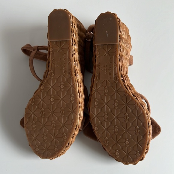 Kate Spade patio platform wedges in nude suede size 7.5 wicker wrapped wedge - Picture 5 of 7